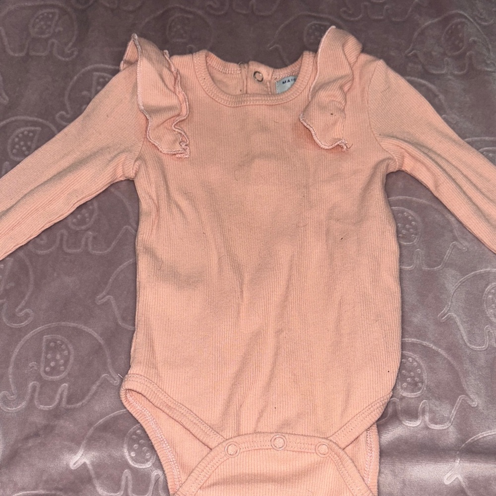 Charming Peach Ruffled Kids Bodysuit